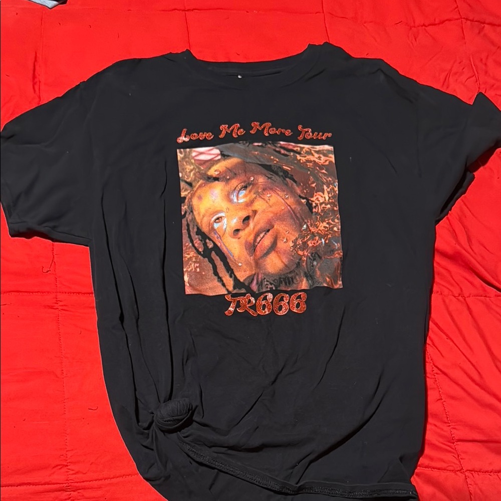 Black Graphic T-Shirt with Red Print